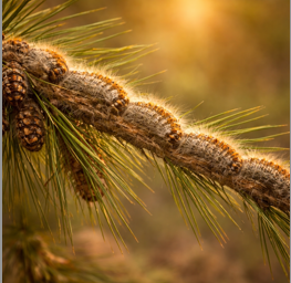 Chenilles processionnaires sur branche de pin nuisible dangereux traitement chenilles processionnaires Lyon Ouest lyonnais